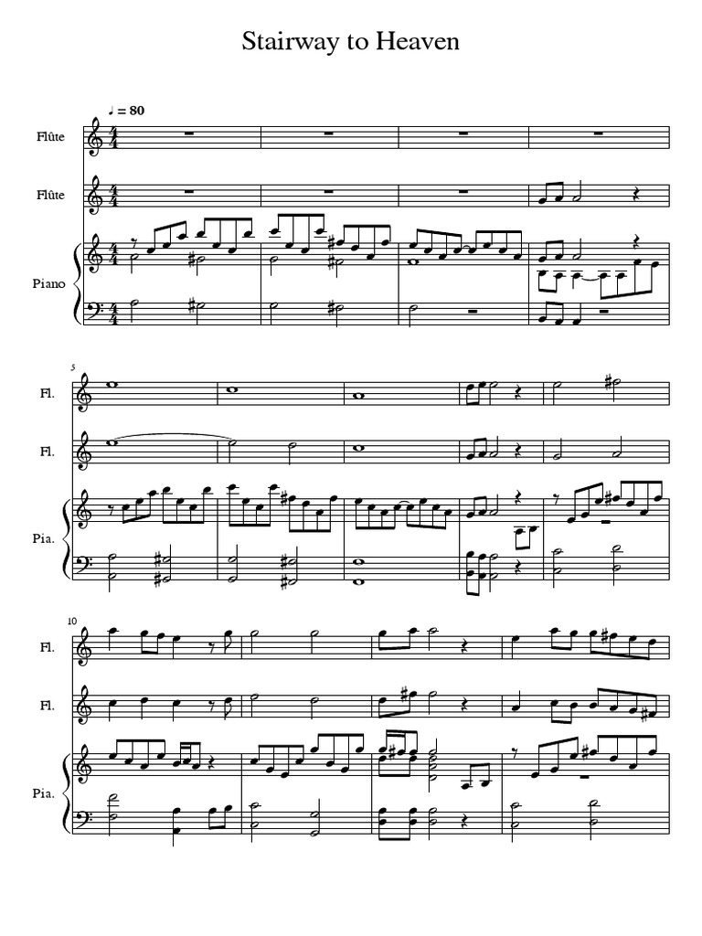 Stairway To Heaven Harp FlutesPartitura y Partes PDF