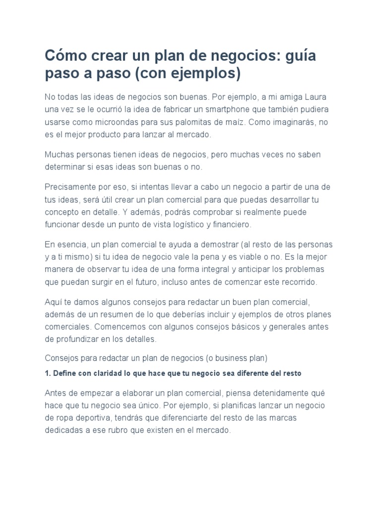 Guía para crear un plan de negocios | PDF | Marketing | Logística