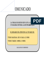 Horario de Atencion - Comunicado