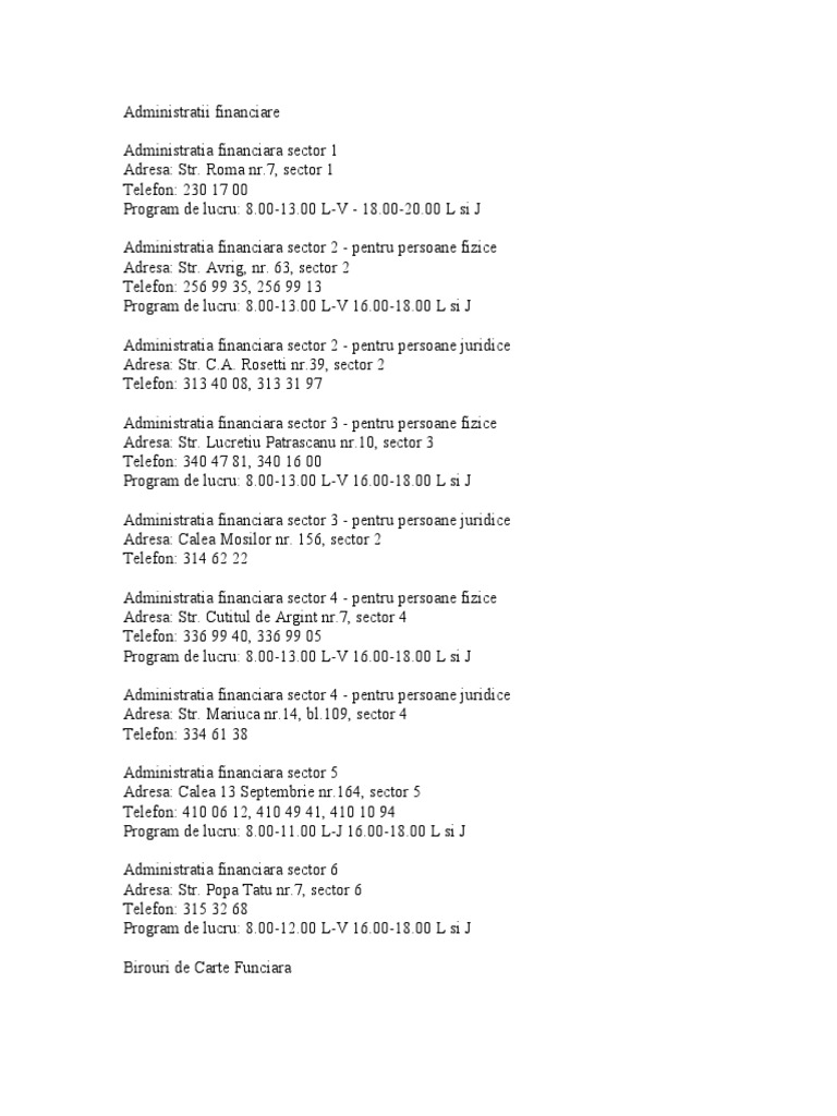 Adrese Diverse Institutii Publice