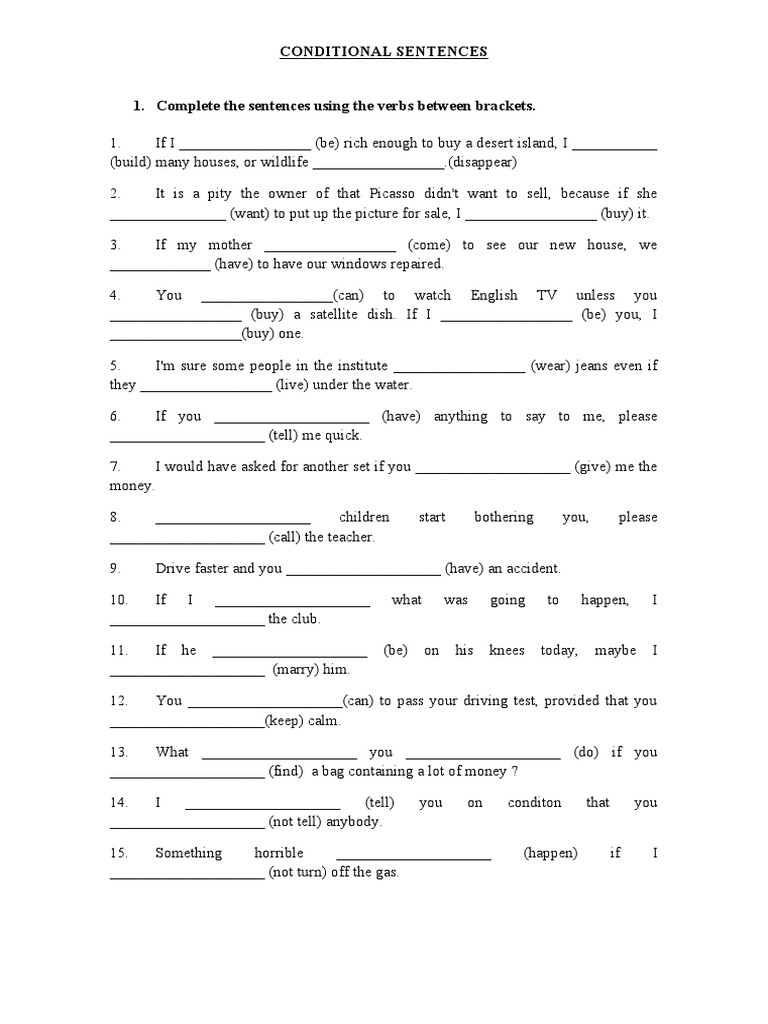 Conditional Sentences - Exercises | PDF