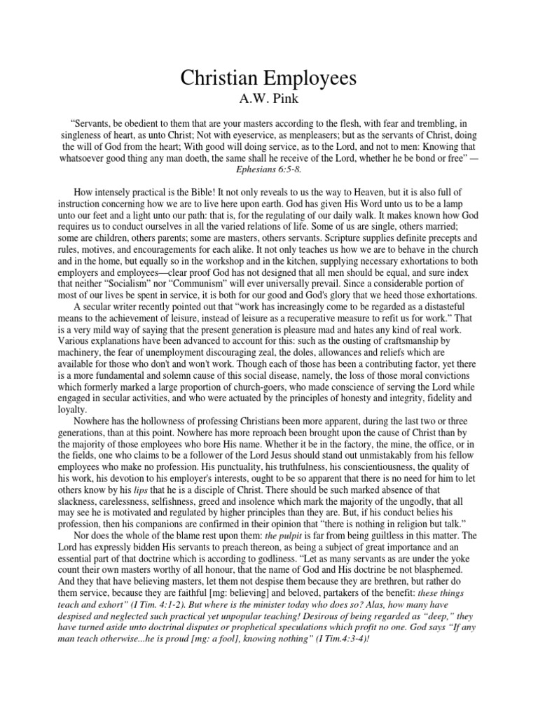 Biblical Guidance for Christian Employees | PDF | God | Jesus