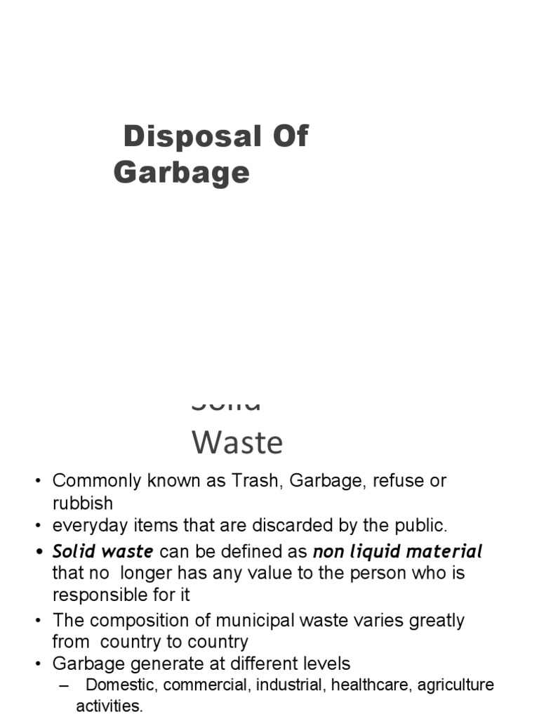 Garbage Disposal PDF Waste Management Waste