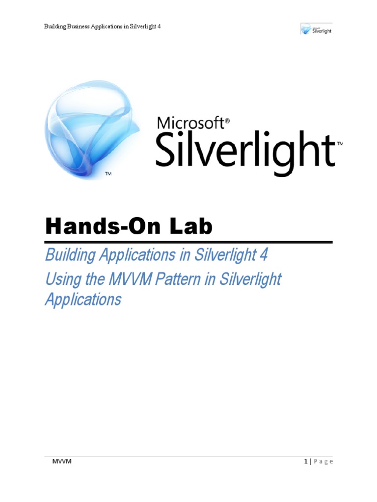 MVVM in Silverlight 4 Applications Lab | PDF | Extensible Application ...