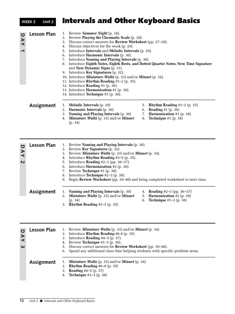 Intervals and Other Keyboard Basics: Lesson Plan | PDF | Tempo | Harmony