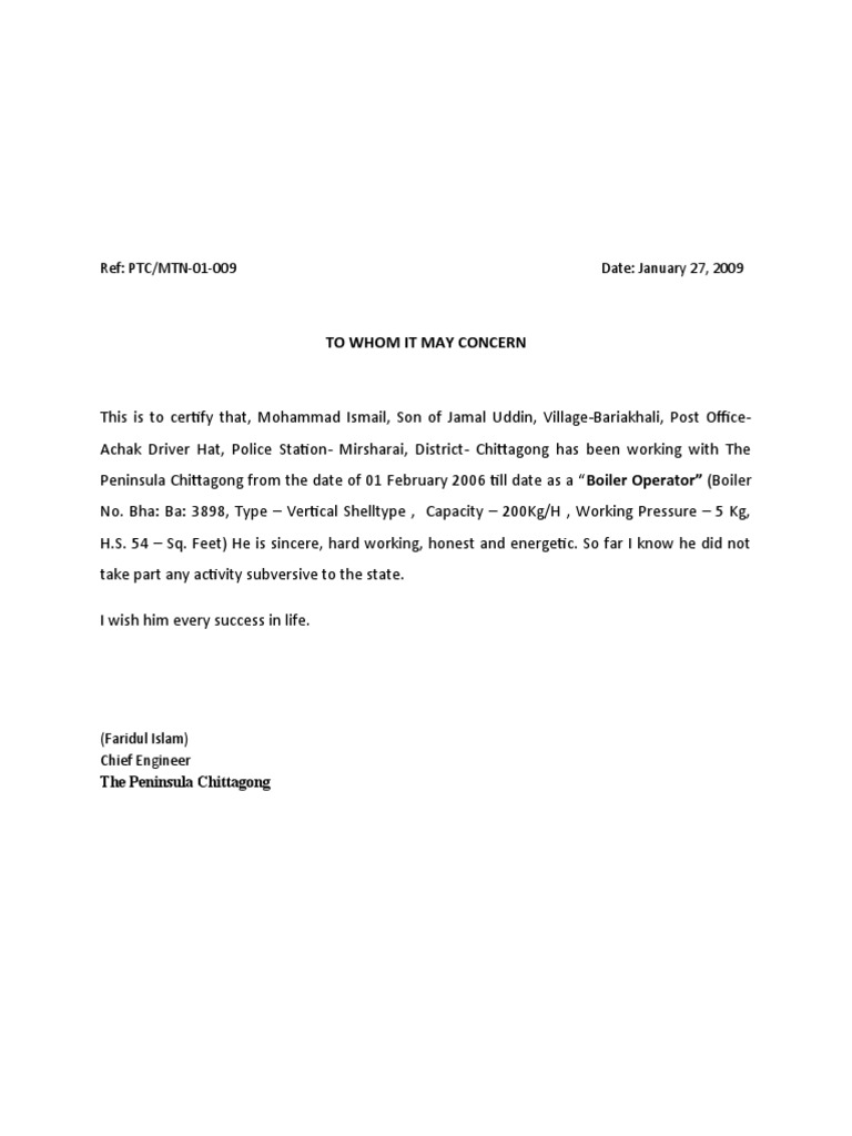 Boiler Certificate PDF