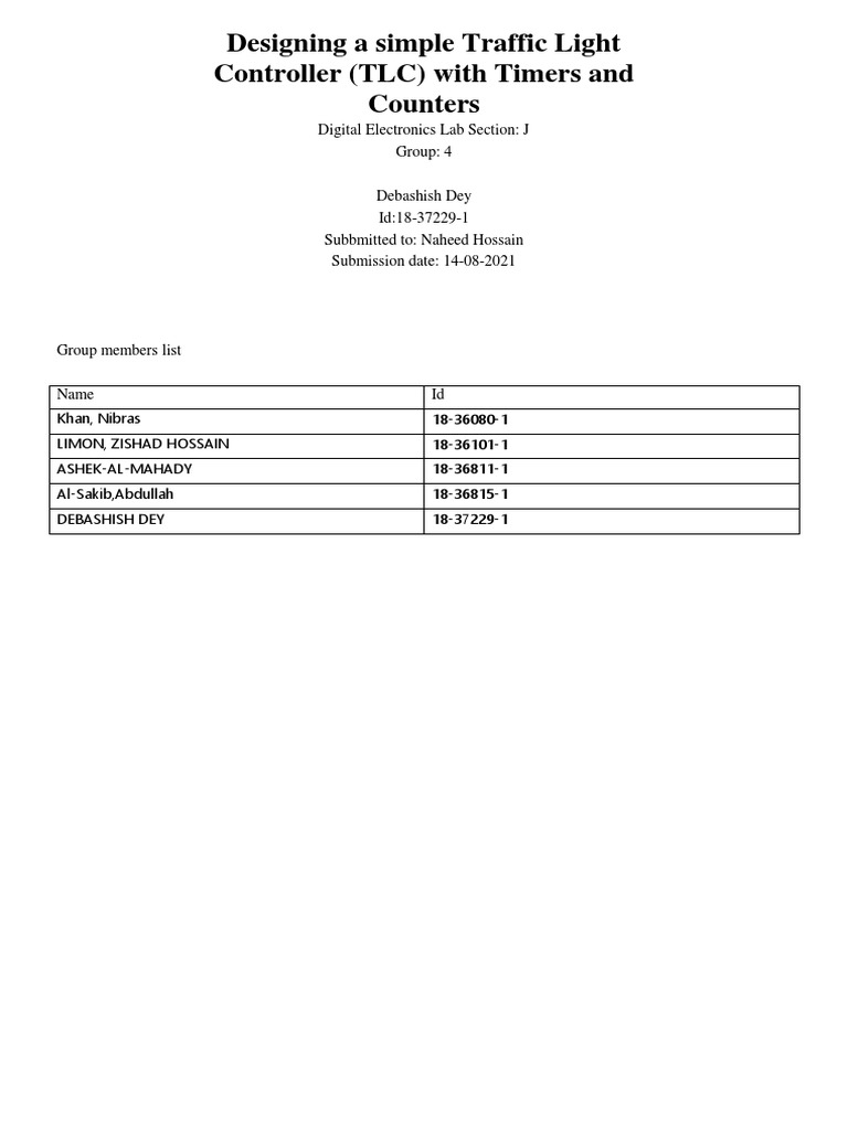 Designing A Simple Traffic Light Controller (TLC) With Timers and ...