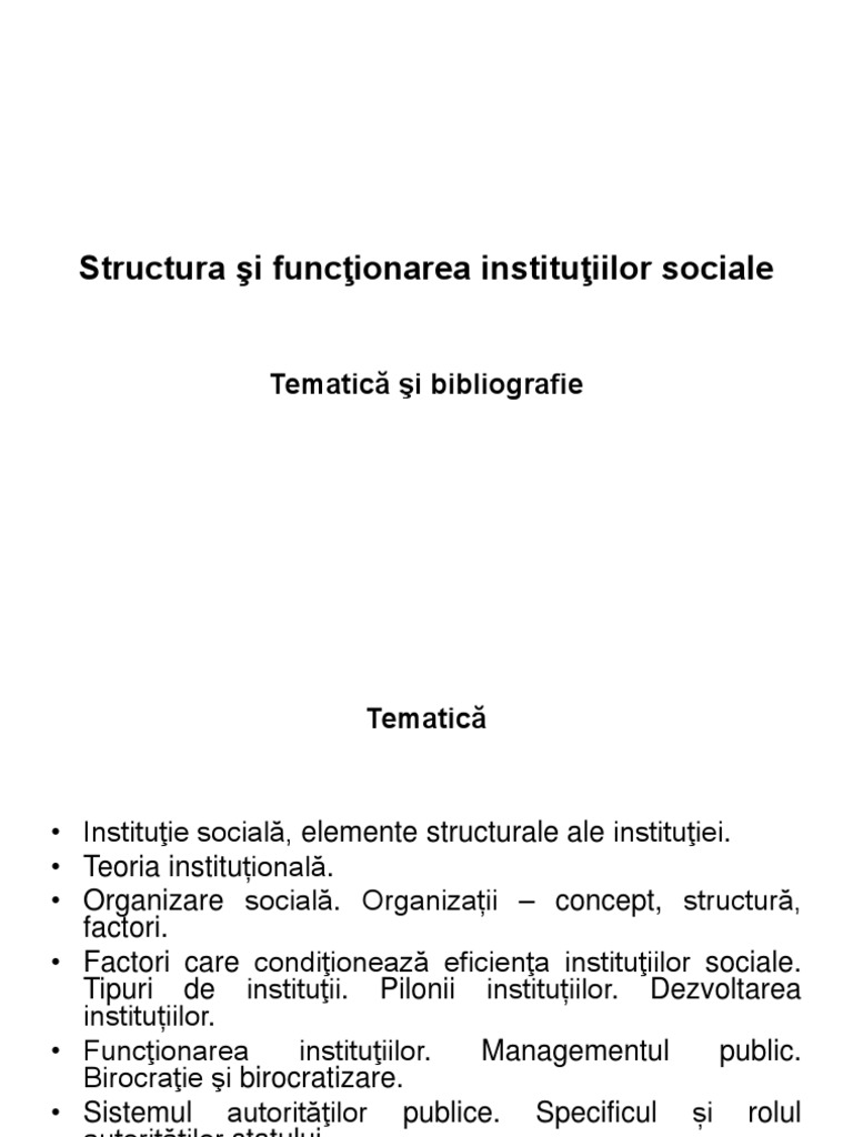 Instituția Socială. Elemente Structurale | PDF