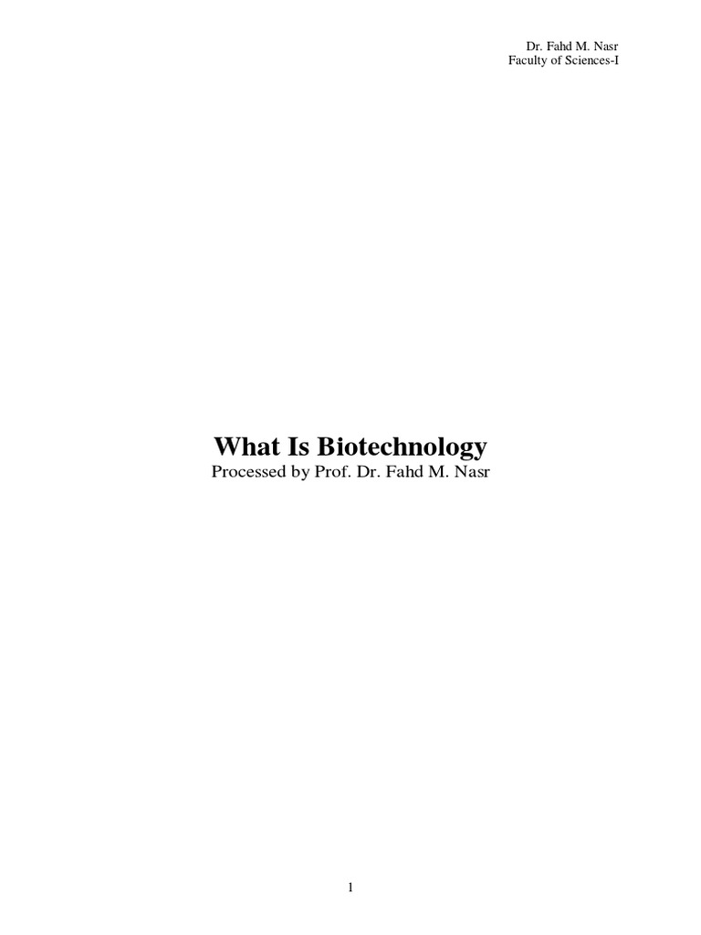 What Is Biotechnology An Overview PDF Engineering Dna