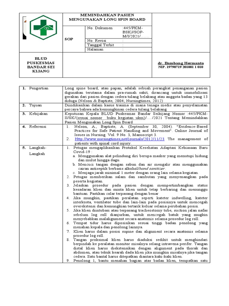 Prosedur Pemindahan Pasien dengan LSB | PDF | Sains & Matematika