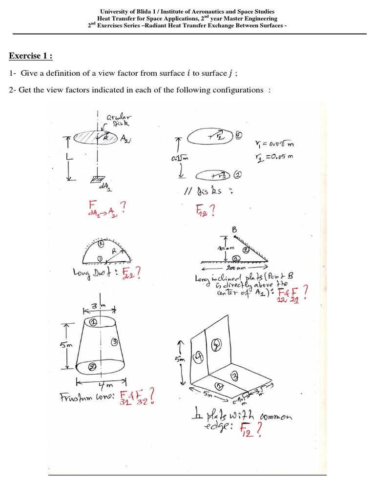 1Give A Definition of A View Factor From Surface To Surface 2 Get