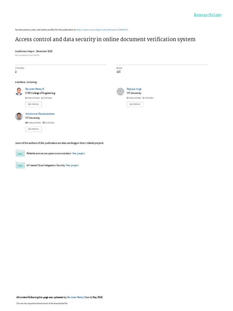 Access Control And Data Security In Online Document Verification System