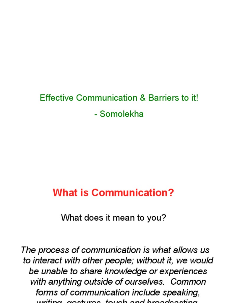 Barriers to Effective Communication | PDF | Communication | Nonverbal ...