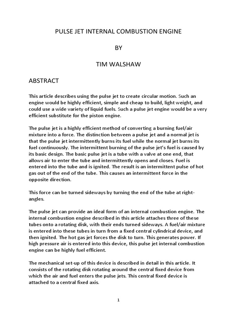 Pulse Jet Internal Combustion Engine Design | PDF | Internal Combustion ...