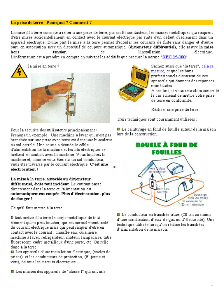 Prise De Terre Supérieur à 100 Ohms 5 La Prise de Terre | PDF | Électrotechnique | Électromagnétisme