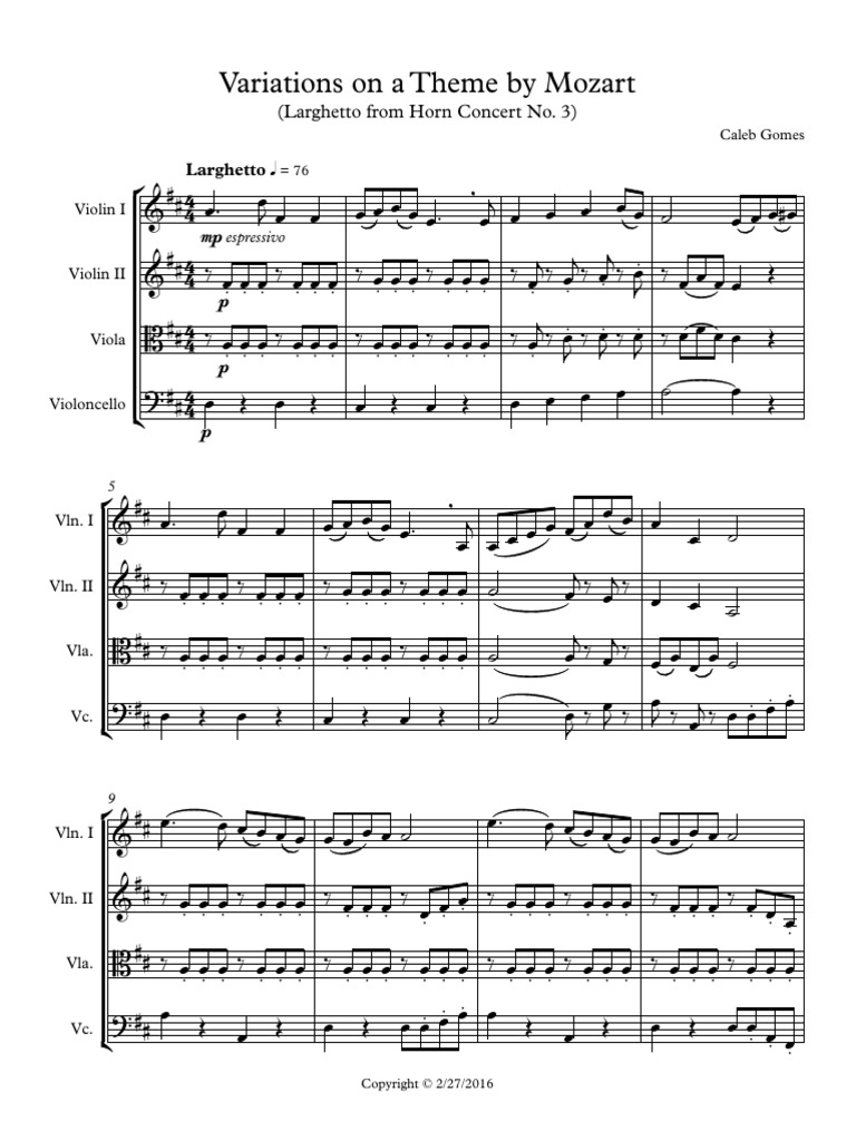 Variations On A Theme by Mozart | PDF