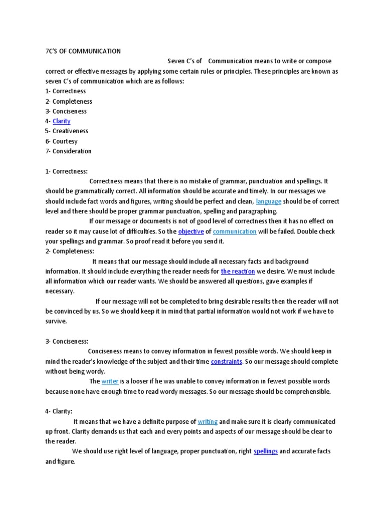 7 C's of Effective Communication | PDF