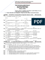 Test de Evaluare Finala Viii