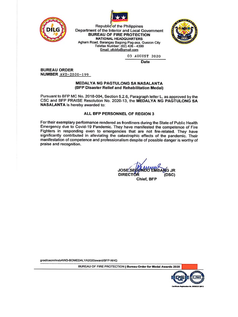 Medalya NG Pagtulong Sa Nasalanta | PDF