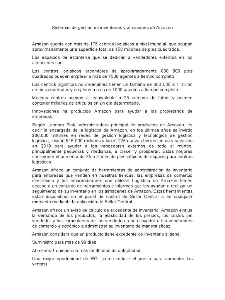 Gestión de Inventarios en Amazon | PDF | Inventario | Logística