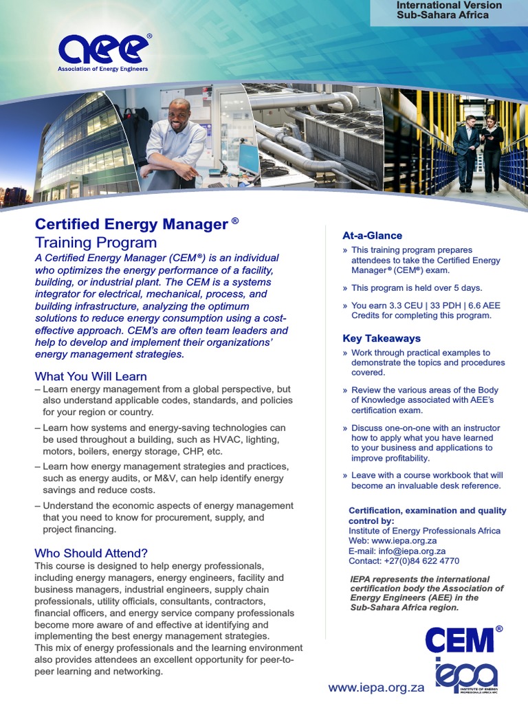 Certified Energy Manager Training Program PDF Energy Management