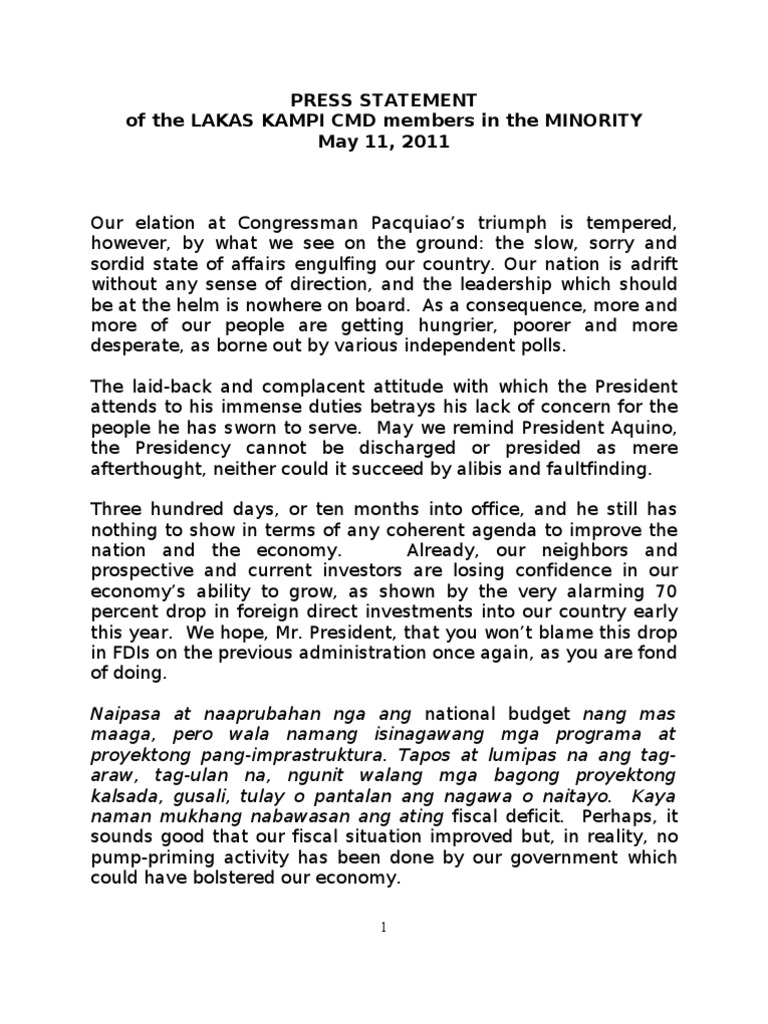 LKC 110511 Party Statement | PDF | Government
