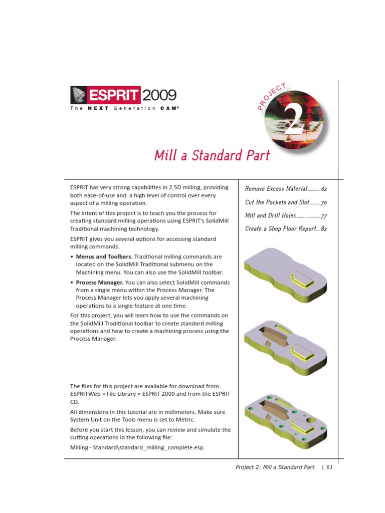 ESPRIT Milling Tutorial 01 Machining Drilling