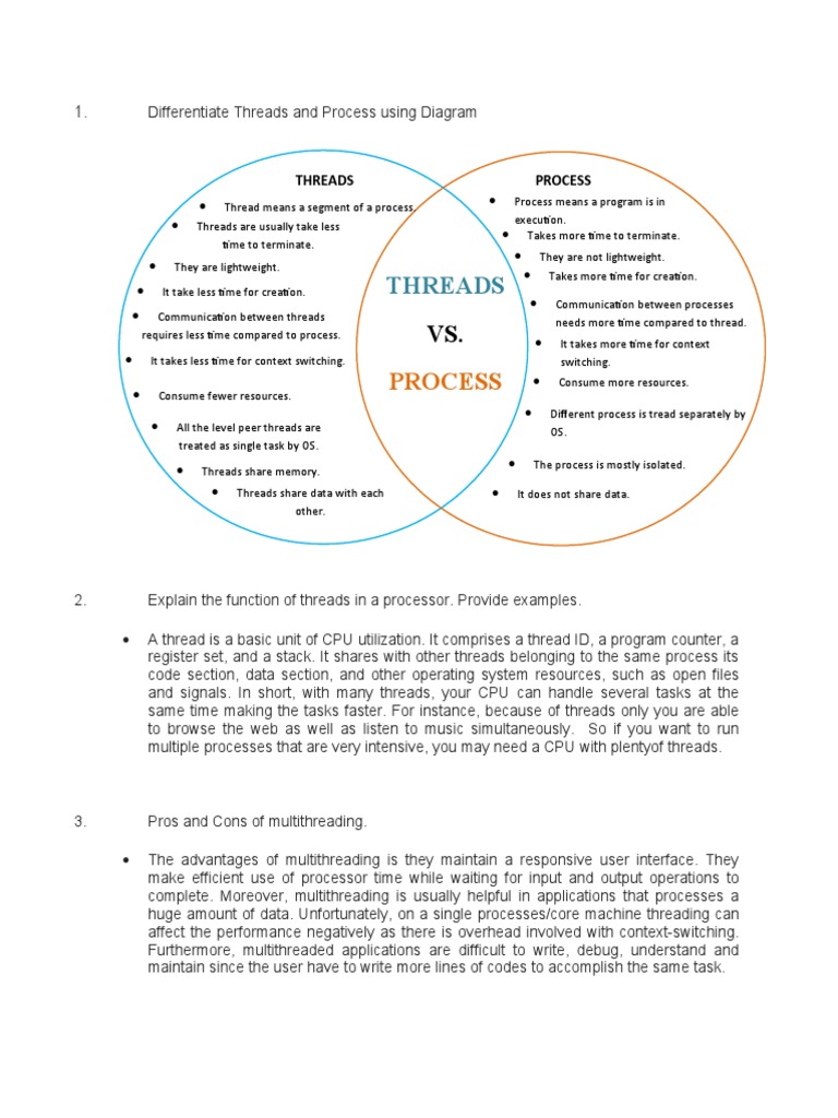 Difference Between Threads and Process | PDF | Thread (Computing ...