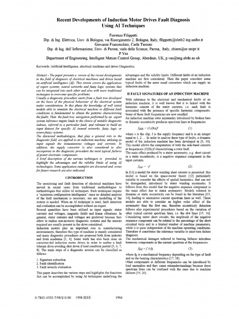 AI-Based Fault Diagnosis in Induction Motors | PDF | Fuzzy Logic ...