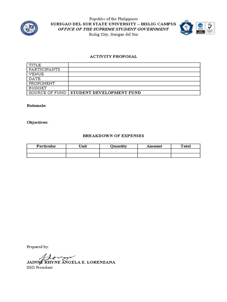 Activity Proposal for Student Development | PDF