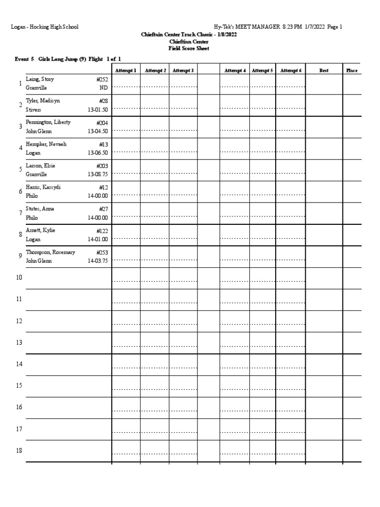 Field Events Lists PDF Games Of Physical Skill Track And Field