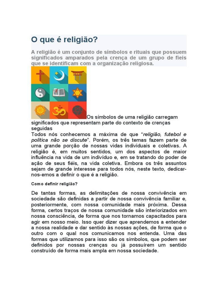 O Que É Religião | PDF | Fé | Sociologia