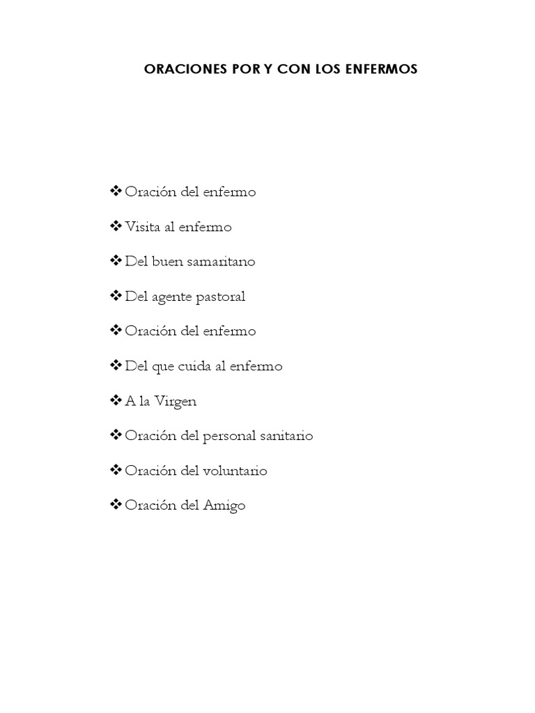 Enfermos Oraciones Por y Con Los Enfermos | PDF | Oración | Amor