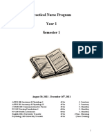 Practical Nurse Program Year 1 Semester 1 Schedule