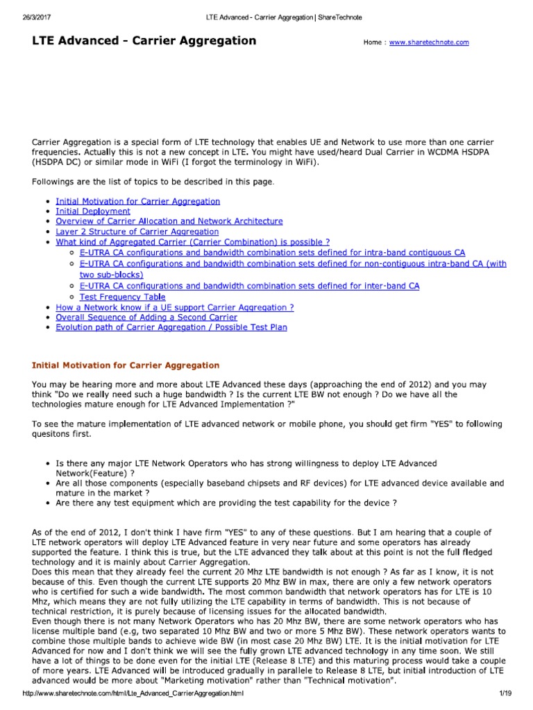 LTE Advanced - Carrier Aggregation - ShareTechnote | PDF