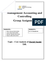 Management Accounting and Controlling Group Assignment: Topic - Cost Analysis of Maruti Suzuki LTD