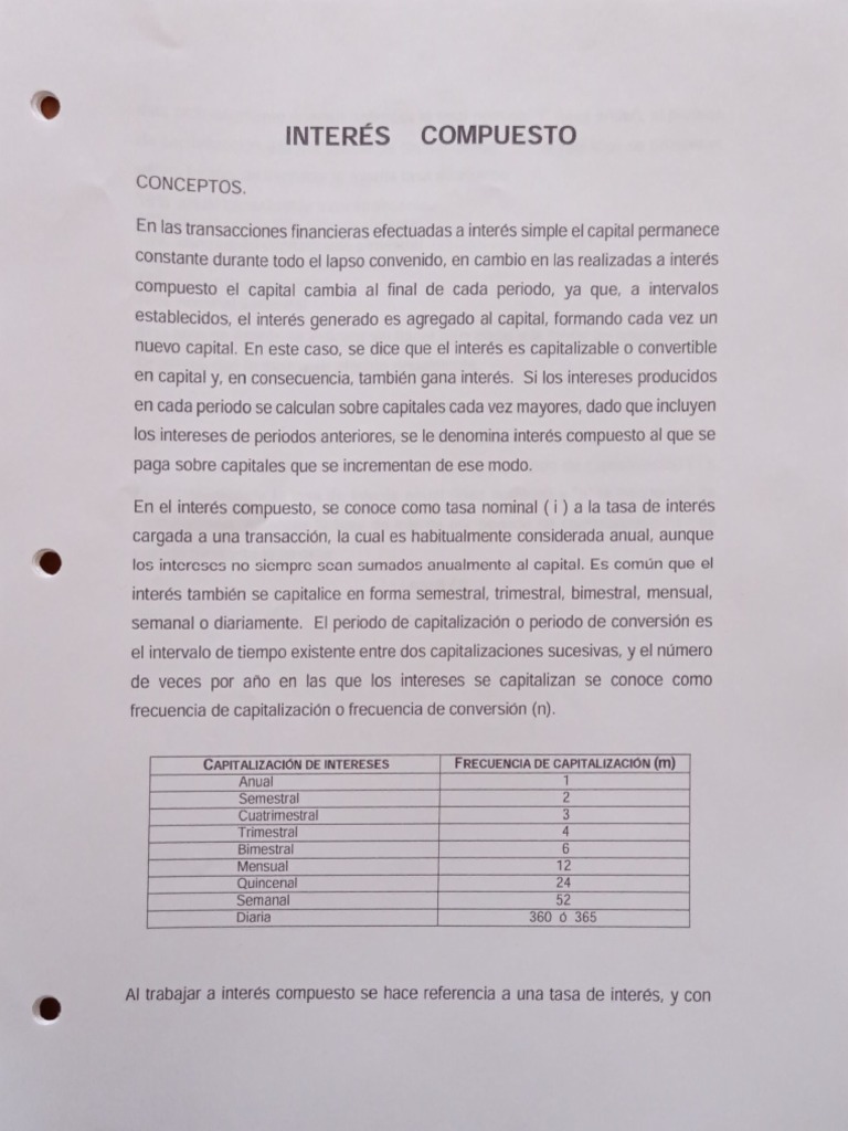 Interés Compuesto Pdf Interés Tasas De Interés