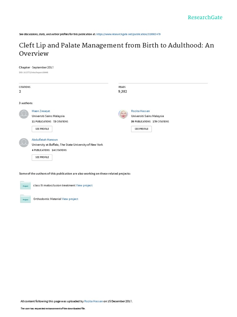 Cleft Lip and Palate Management From Birth To Adul | PDF | Face | Mouth