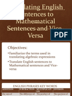 Translating English Sentences To Mathematical Sentences and Vice-Versa