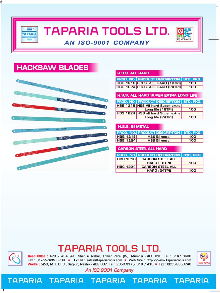 Hacksaw Blades PDF