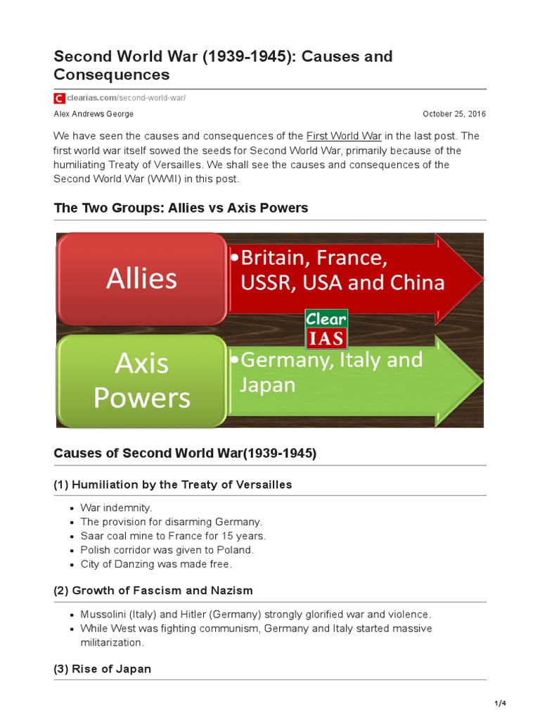 2ND World War 1939-1945 Causes and Consequences | PDF | World War II ...