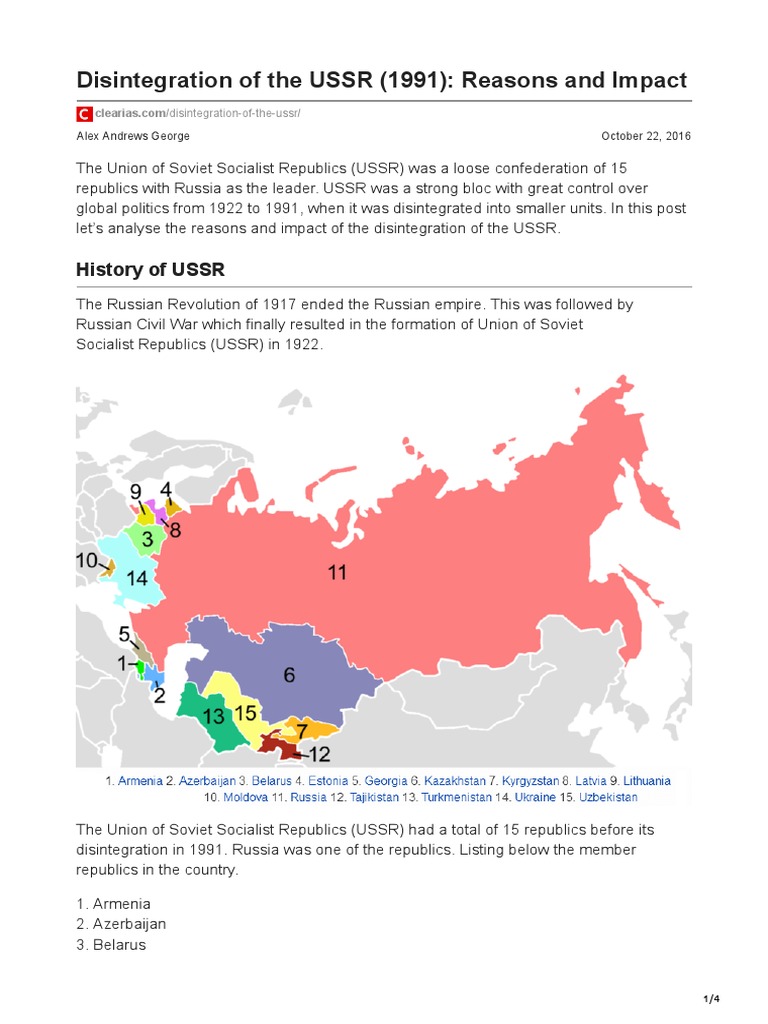 Causes and Impact of USSR Disintegration | PDF | World Politics ...