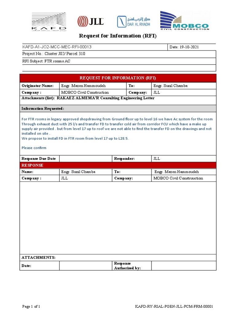 RFI for FTR Room AC Installation | PDF | Business | Technology ...