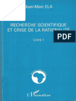 JEAN-MARC ELA - Recherche Scientifique Et Crise de La Rationalite Livre 1 CORR12 NB12
