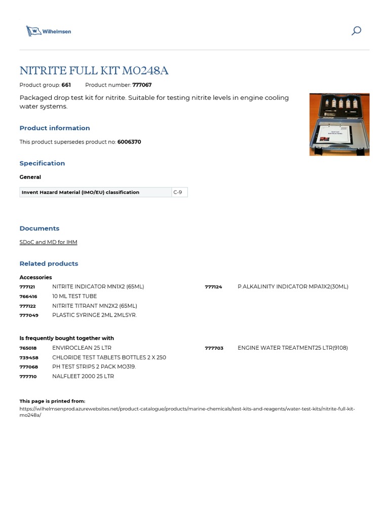 Nitrite Full Kit Mo248a | PDF