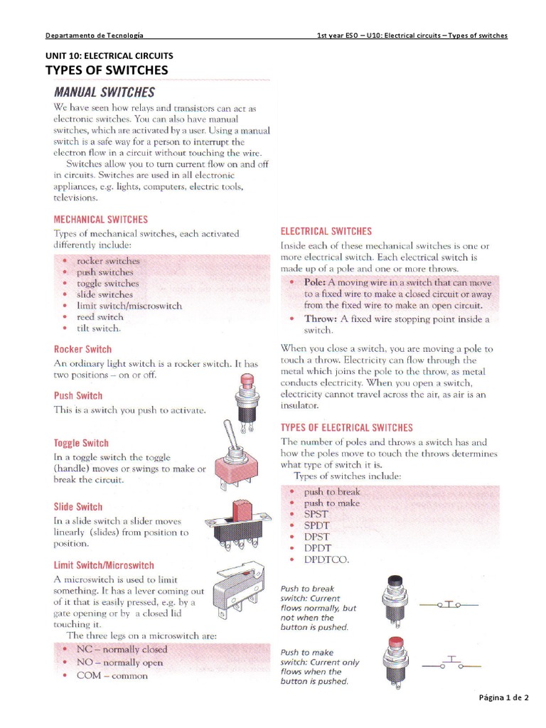1EBil - Electricity - Types of Switches | PDF