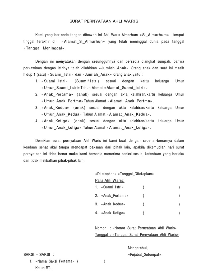 Contoh Surat Ahli Kehormat