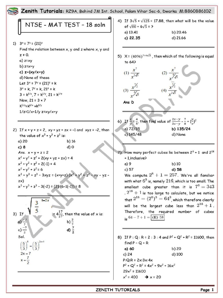 MAT Test 18 Soln | PDF