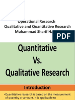 Operational Research Qualitative and Quantitative Research Muhammad Sharif Haider