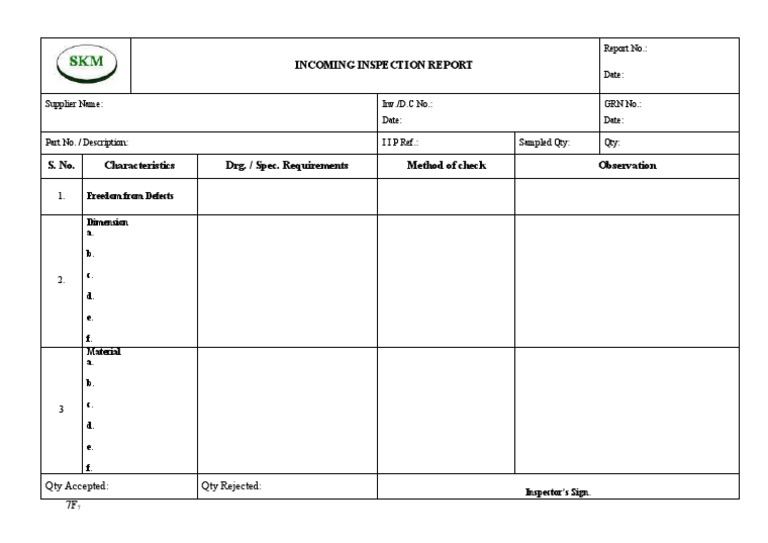 Incoming Insp REPORT | PDF